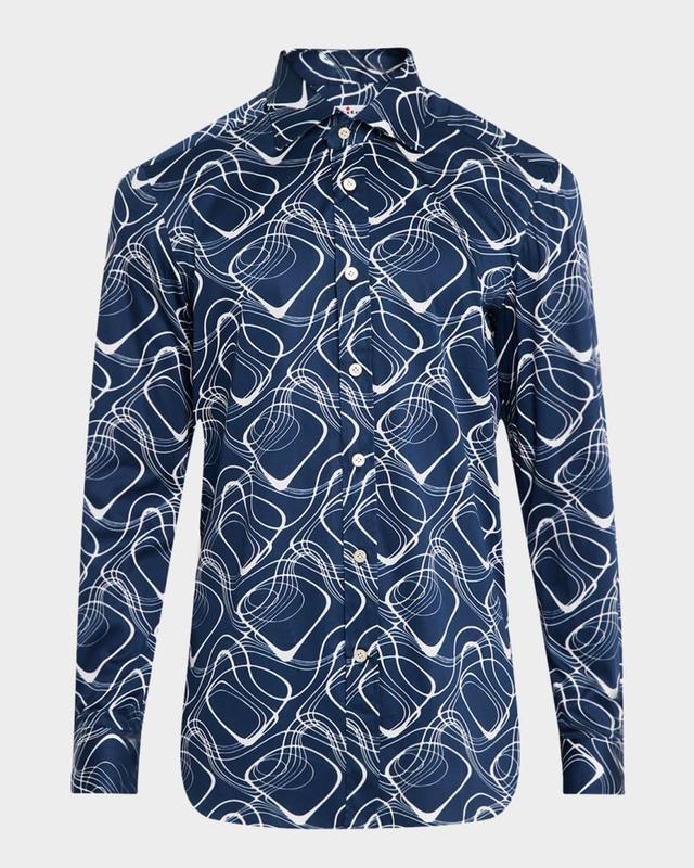 Men's Cotton Wave-Print Sport Shirt Product Image