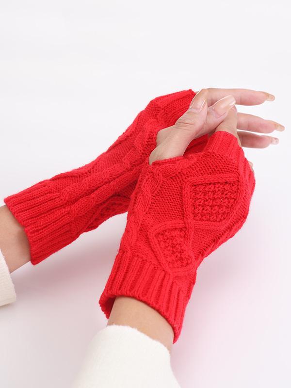 Simple 9 Colors Jacquard Knitting Gloves Product Image