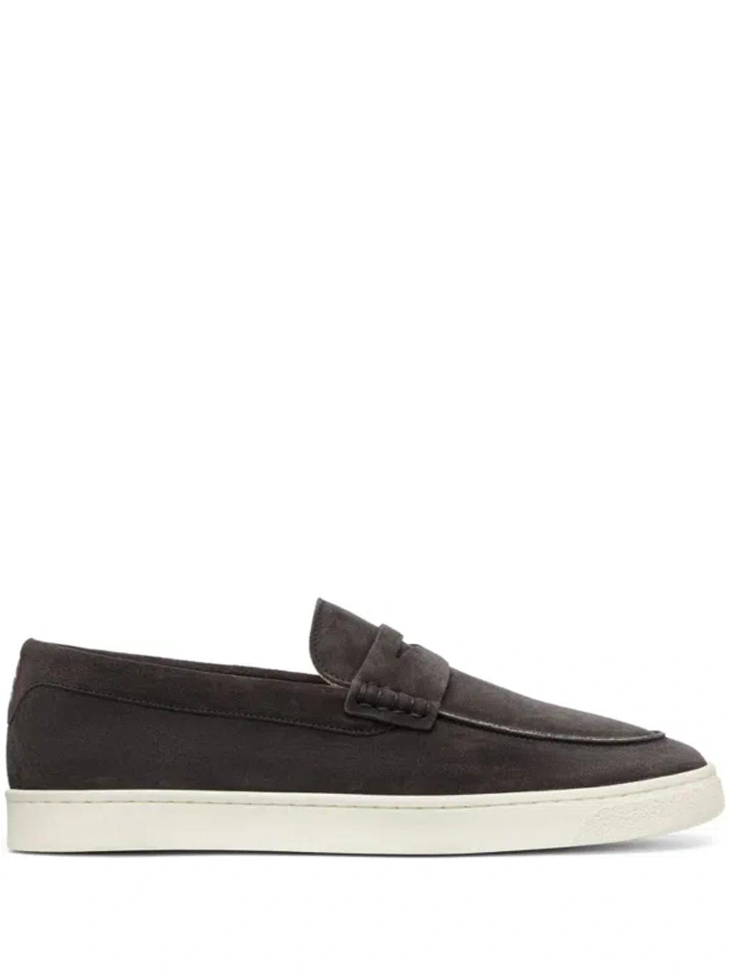 BRUNELLO CUCINELLI Dark Grey Suede Loafers Product Image