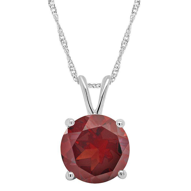 Alyson Layne Sterling Silver Garnet Solitaire Pendant Necklace, Womens Product Image