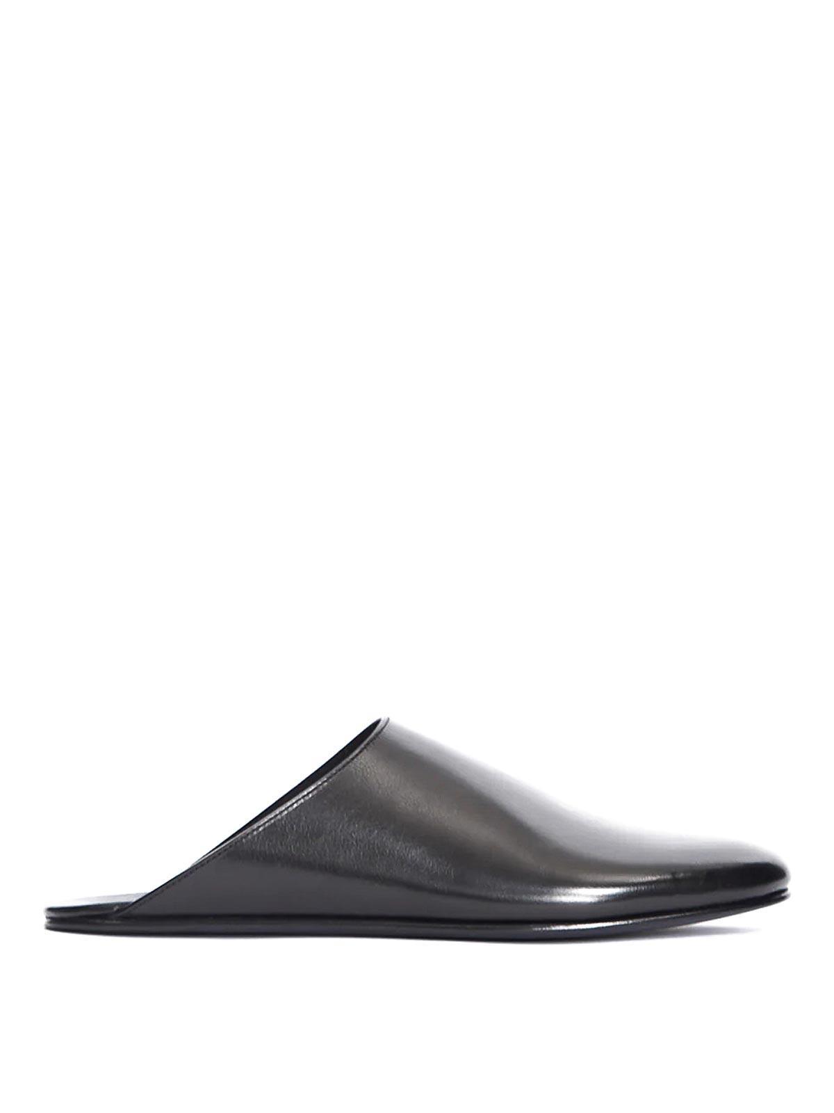 THE ROW Dante Leather Mules In Black Product Image