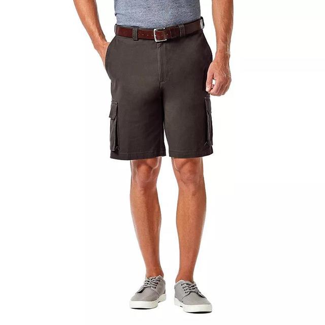 Mens Haggar Straight-Fit Stretch Cargo Flat-Front Shorts Grey Product Image