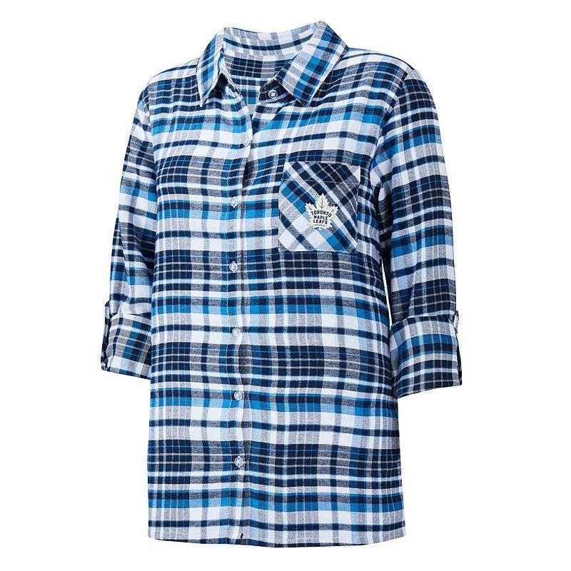 Womens Concepts Sport Blue Toronto Maple Leafs Mainstay Flannel Full-Button Long Sleeve Nightshirt Product Image