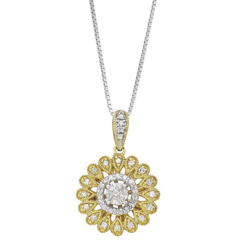 Sterling Silver 1/5 Carat T.W. Diamond Star Necklace, Womens, Gold Tone Product Image