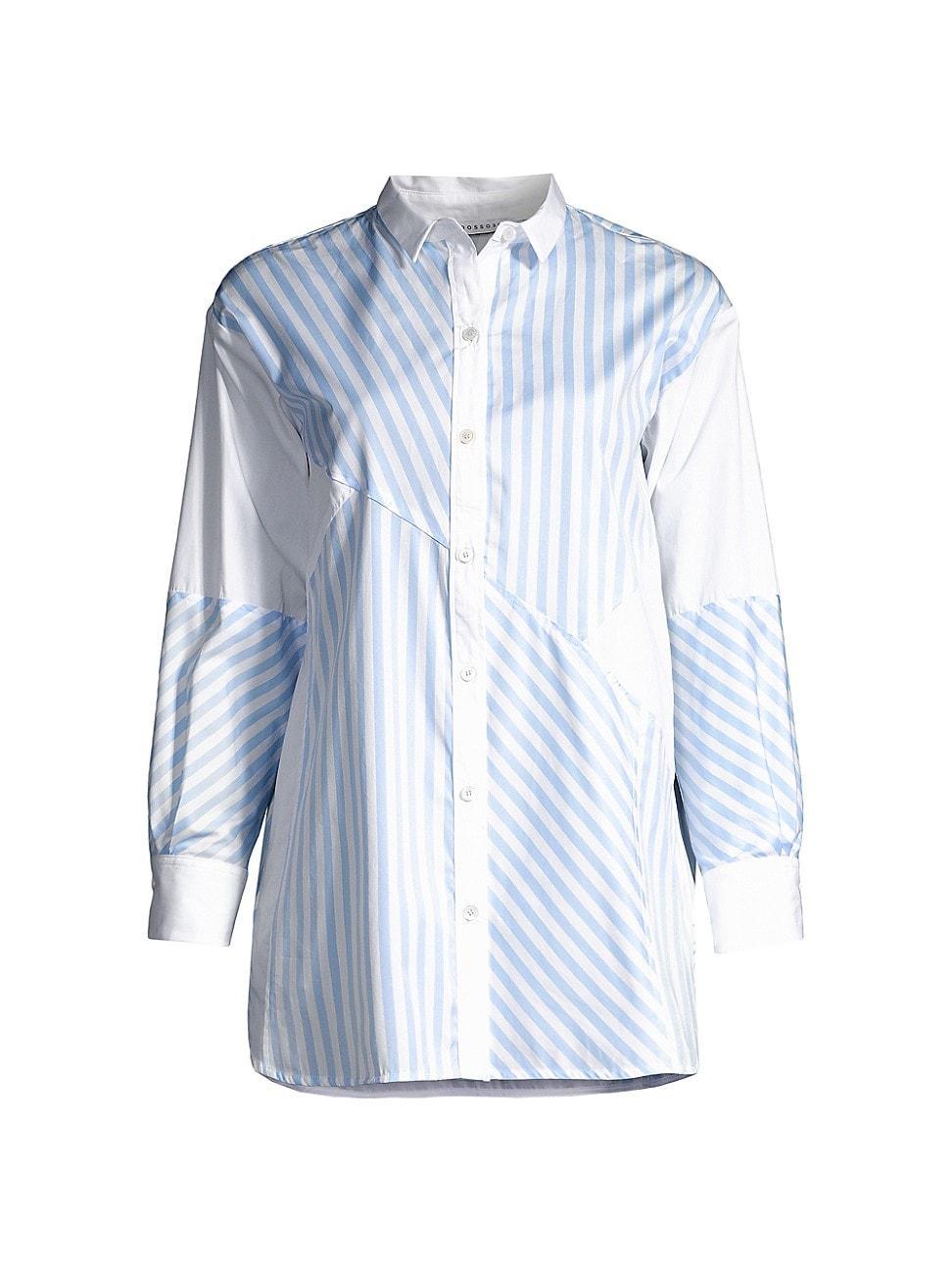 Womens Colorblock Stripe Poplin Shirt Product Image