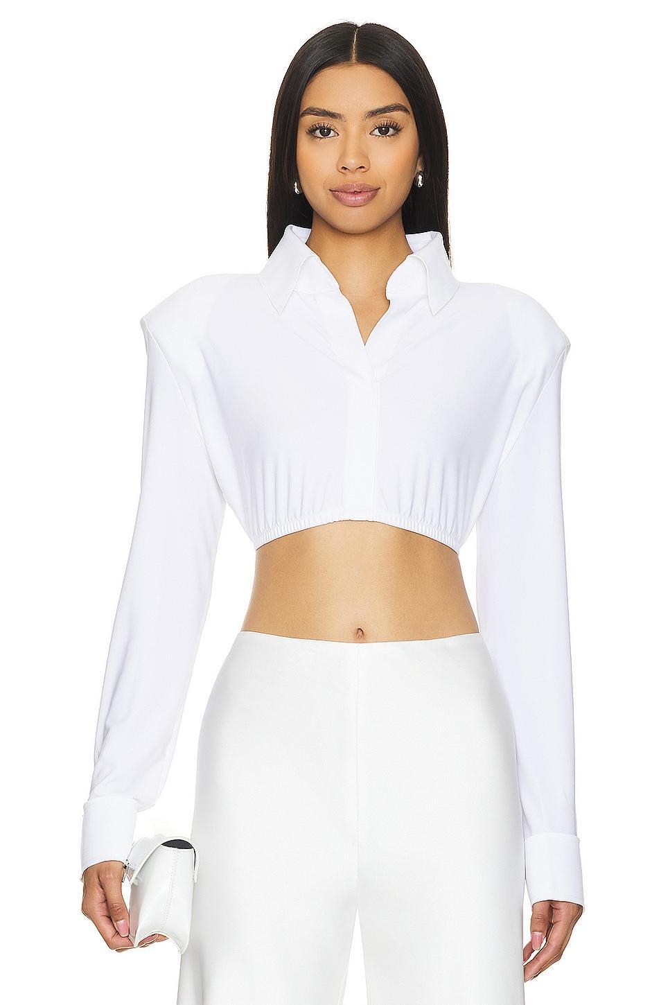 Cropped Shirt With Shoulder Pads Norma Kamali Product Image