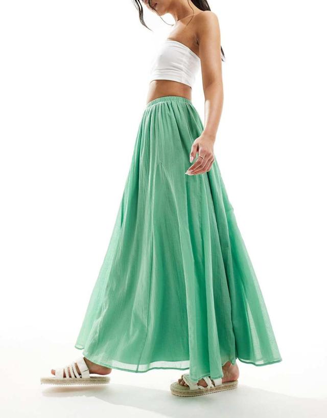 ASOS DESIGN maxi skirt with godet detail in green Product Image