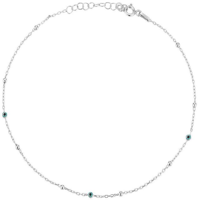 Sunkissed Sterling Tri Eye Anklet, Womens Silver Tone Product Image