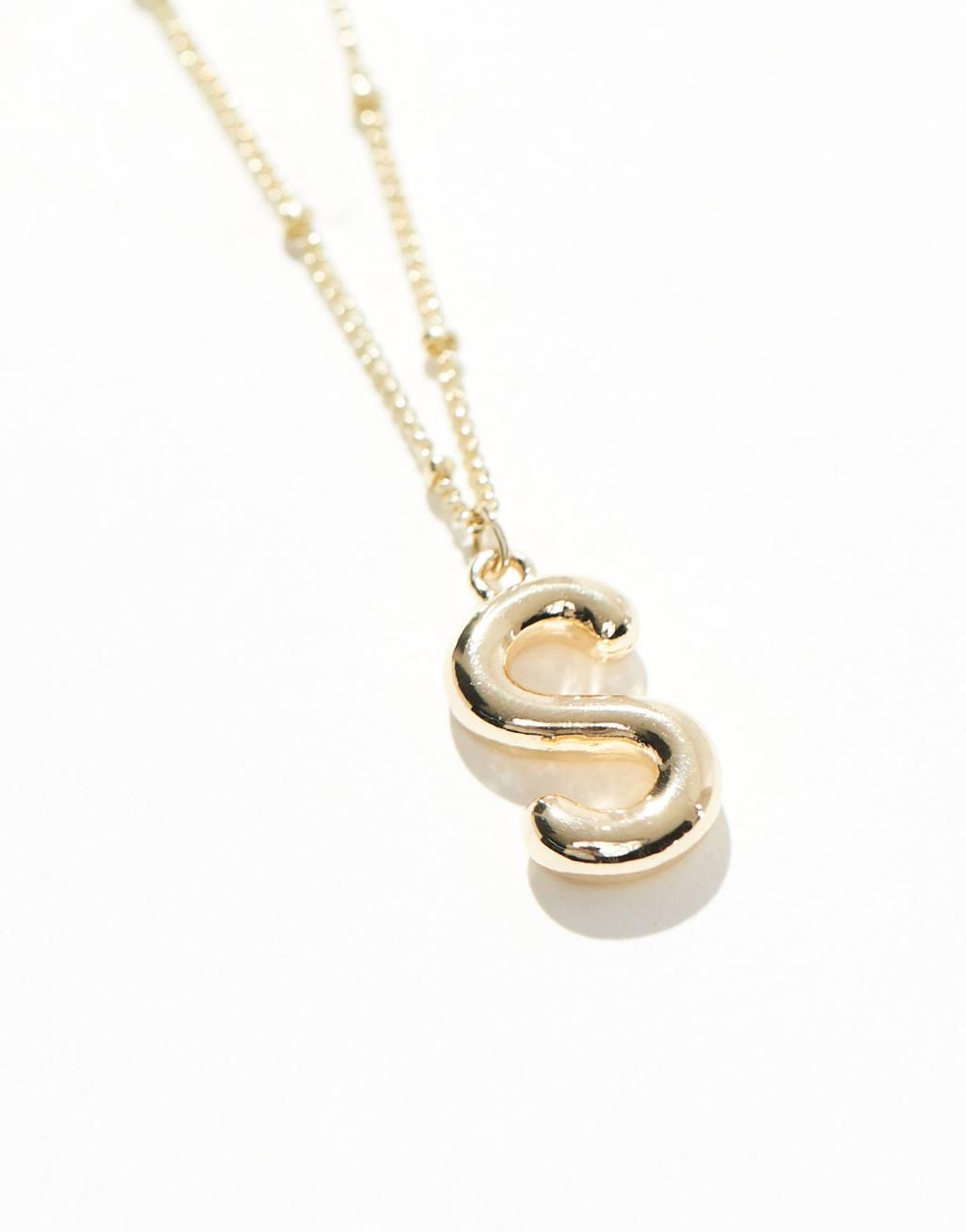 Pieces bubble initial 'S' necklace in gold Product Image