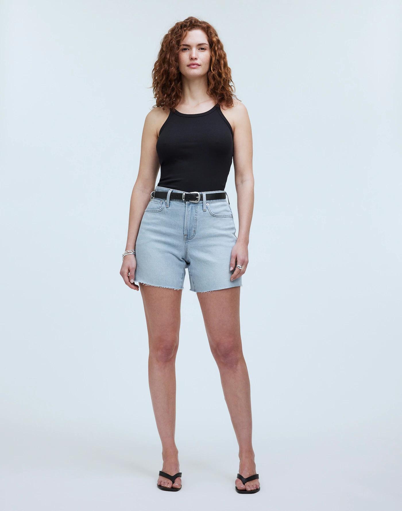 The Curvy Perfect Vintage Jean Short in Fitzgerald Wash: Raw Hem Edition Product Image