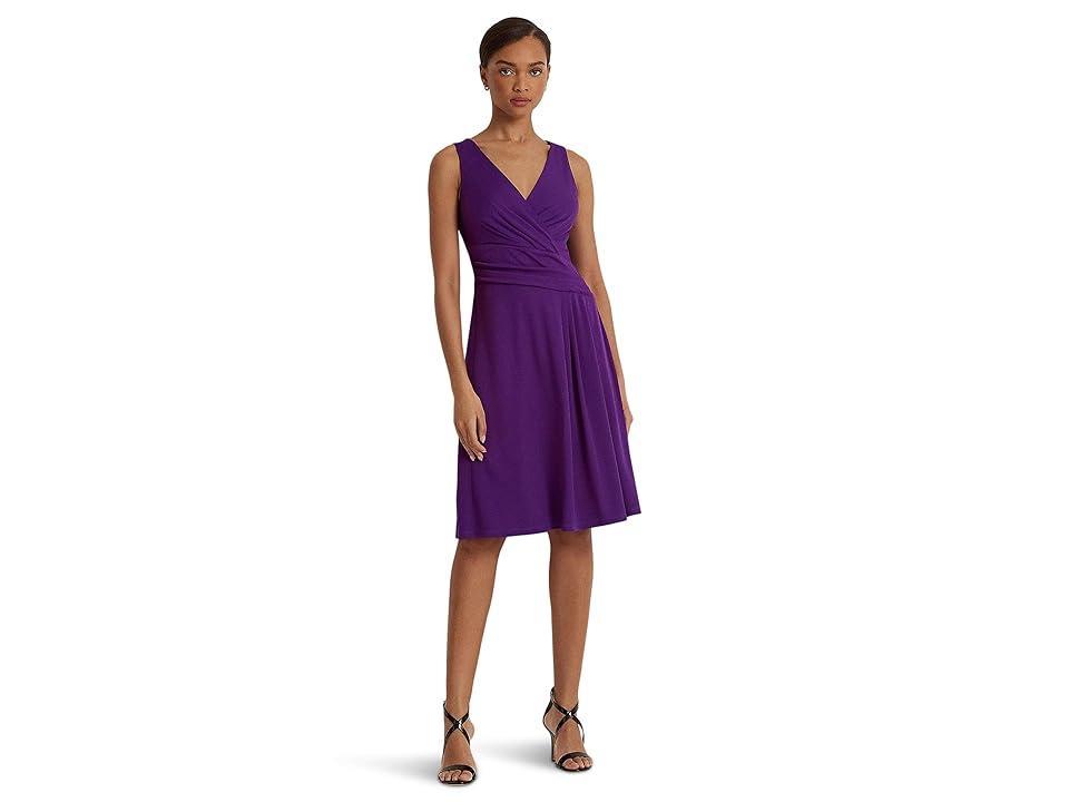 LAUREN Ralph Lauren Surplice Jersey Sleeveless Dress Agate) Women's Dress Product Image