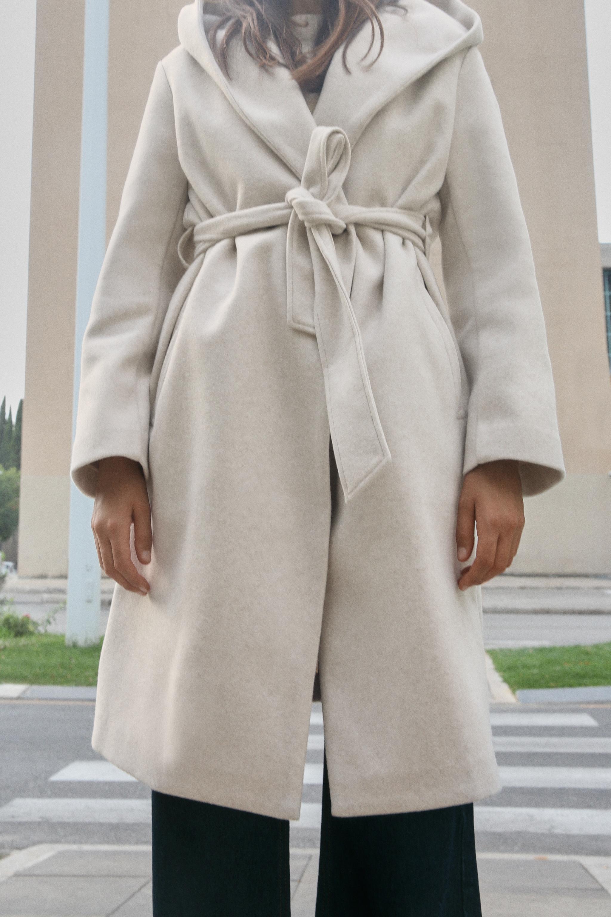 BELTED SOFT HOODED COAT Product Image