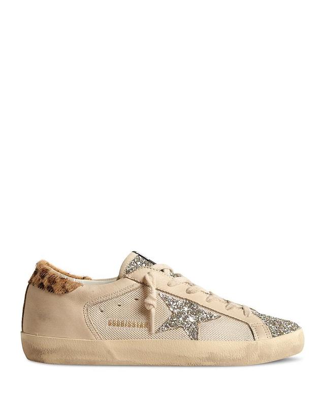 Golden Goose Womens Super-Star Net Glitter Low Top Sneakers Product Image