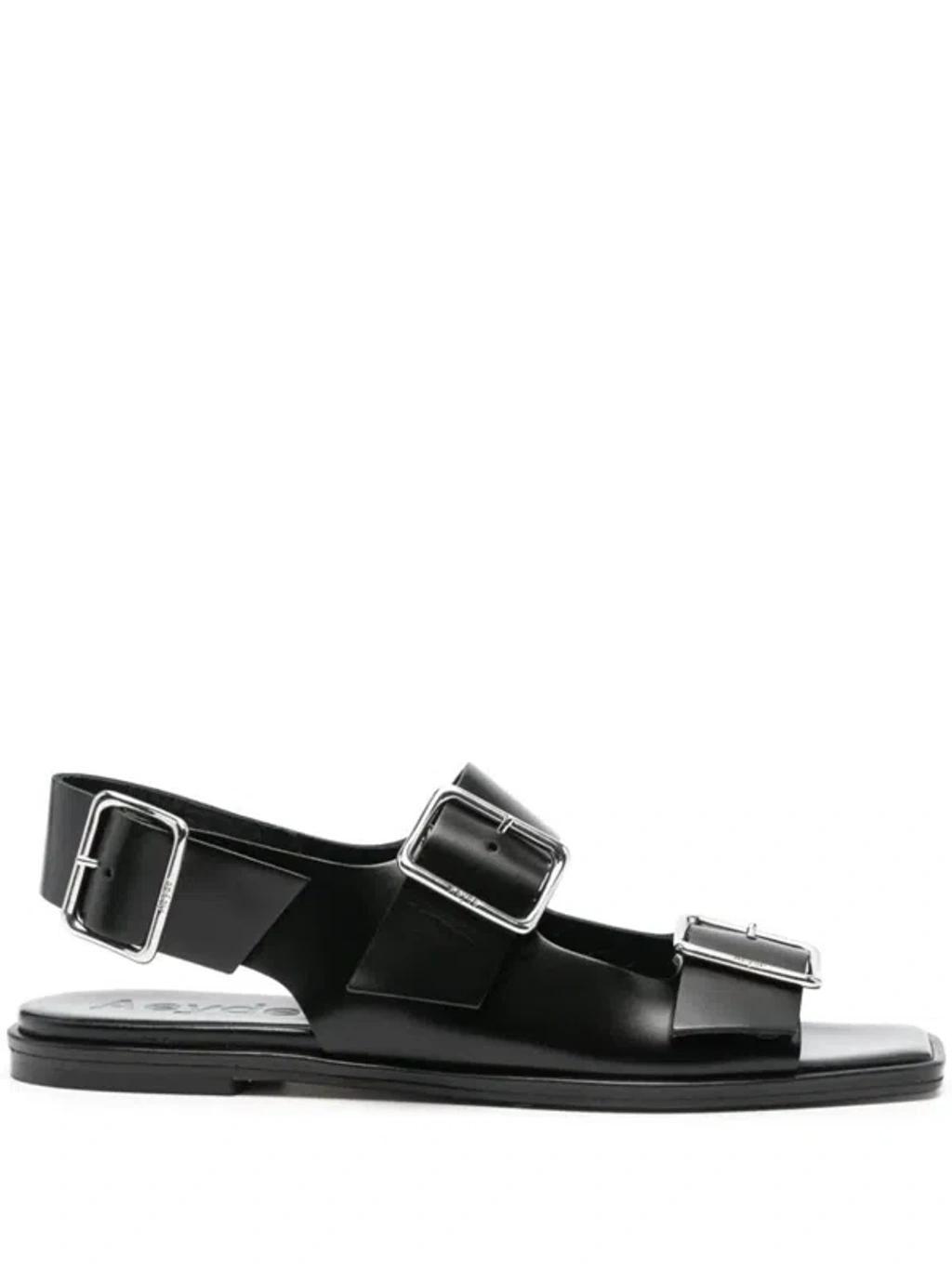 Thekla Leather Dual Buckle Slingback Sandals In Black Product Image