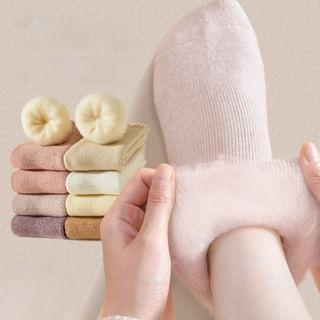 Plain Fleece-Lined Short Socks Set Product Image