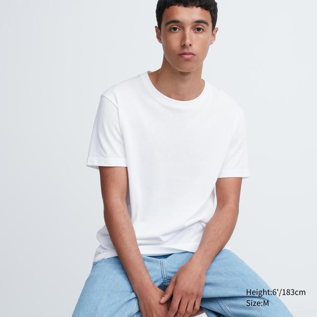 Mens Dry Crew Neck Short-Sleeve Color T-Shirt with Quick-Drying White 2XS UNIQLO US Product Image