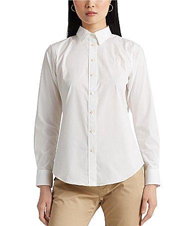 Lauren Ralph Lauren Easy Care Point Collar Long Sleeve Cotton Blend Shirt Product Image