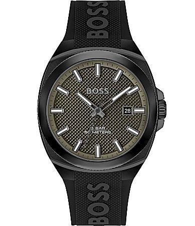 Hugo Boss Mens Walker Quartz Analog Black Silicone Strap Watch Product Image