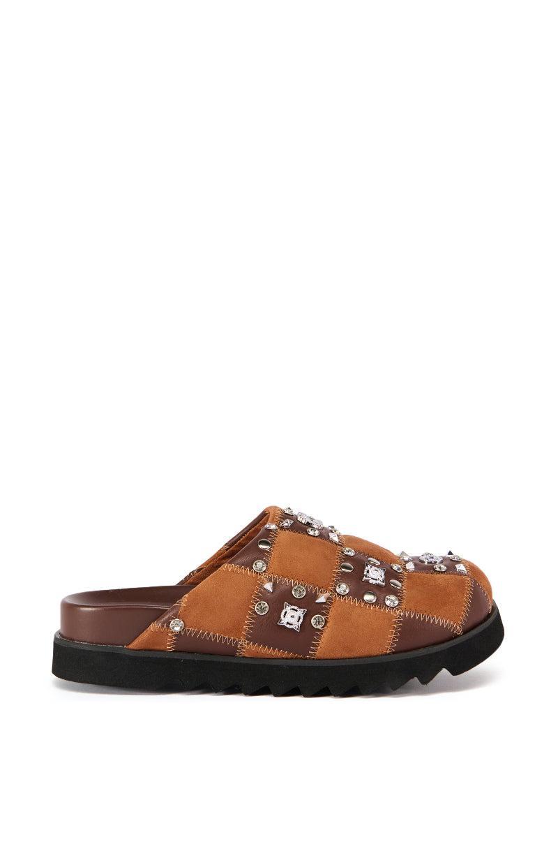 AZALEA WANG FISCHER TAN STUDDED SLIP ON FLAT Product Image