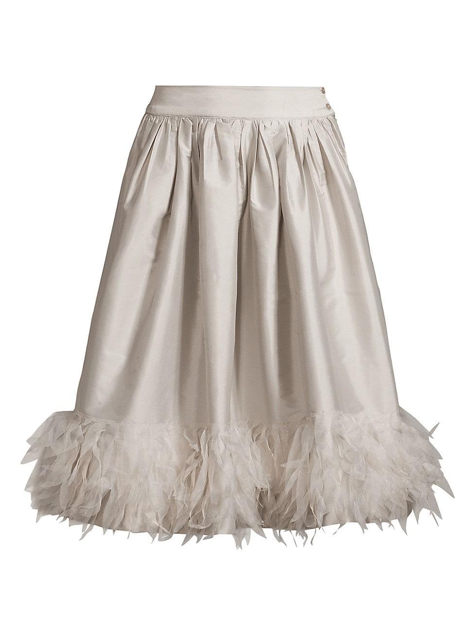 Womens Barbara Organza-Trim Satin Midi-Skirt Product Image