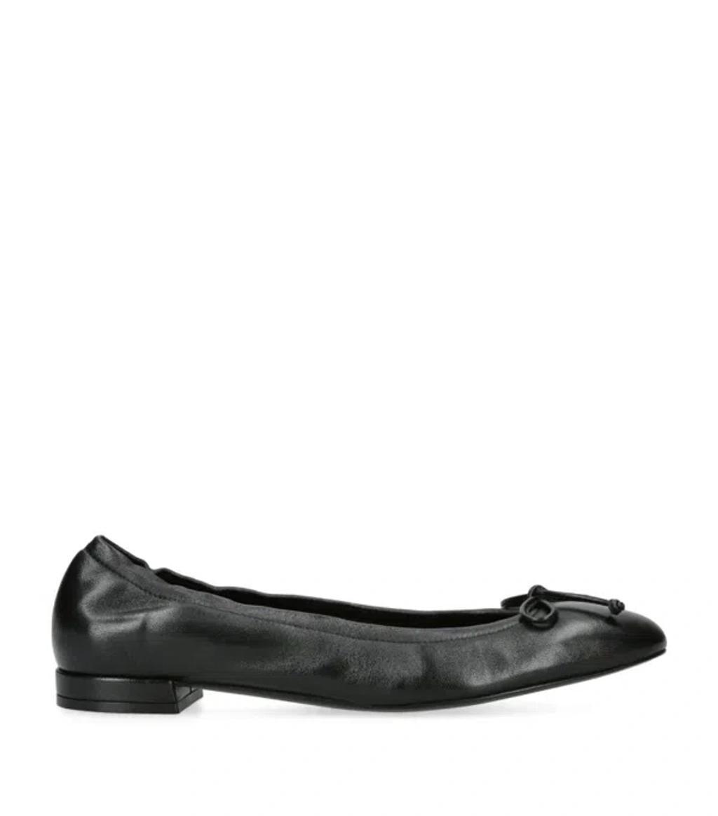 Bria Leather Bow Ballerina Flats In Black product image