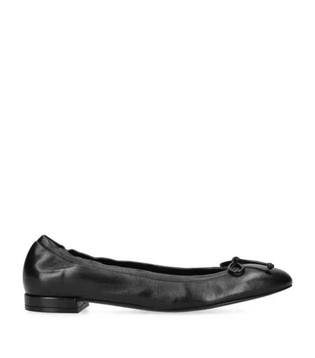 STUART WEITZMAN Bria Leather Bow Ballerina Flats In Black Product Image