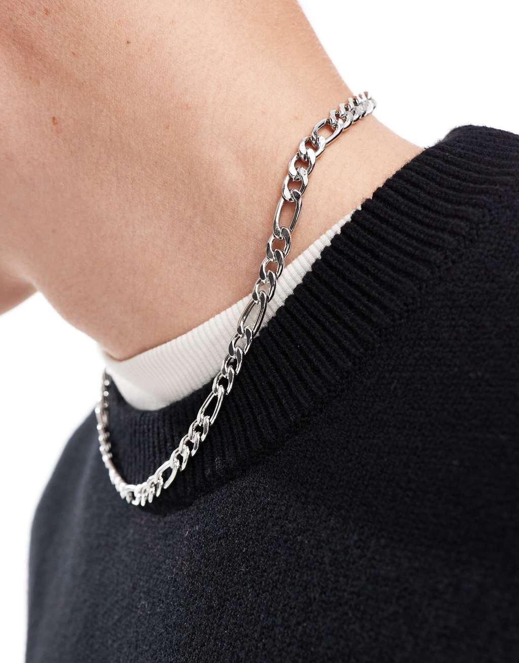 Faded Future statement figaro chain necklace in silver Product Image