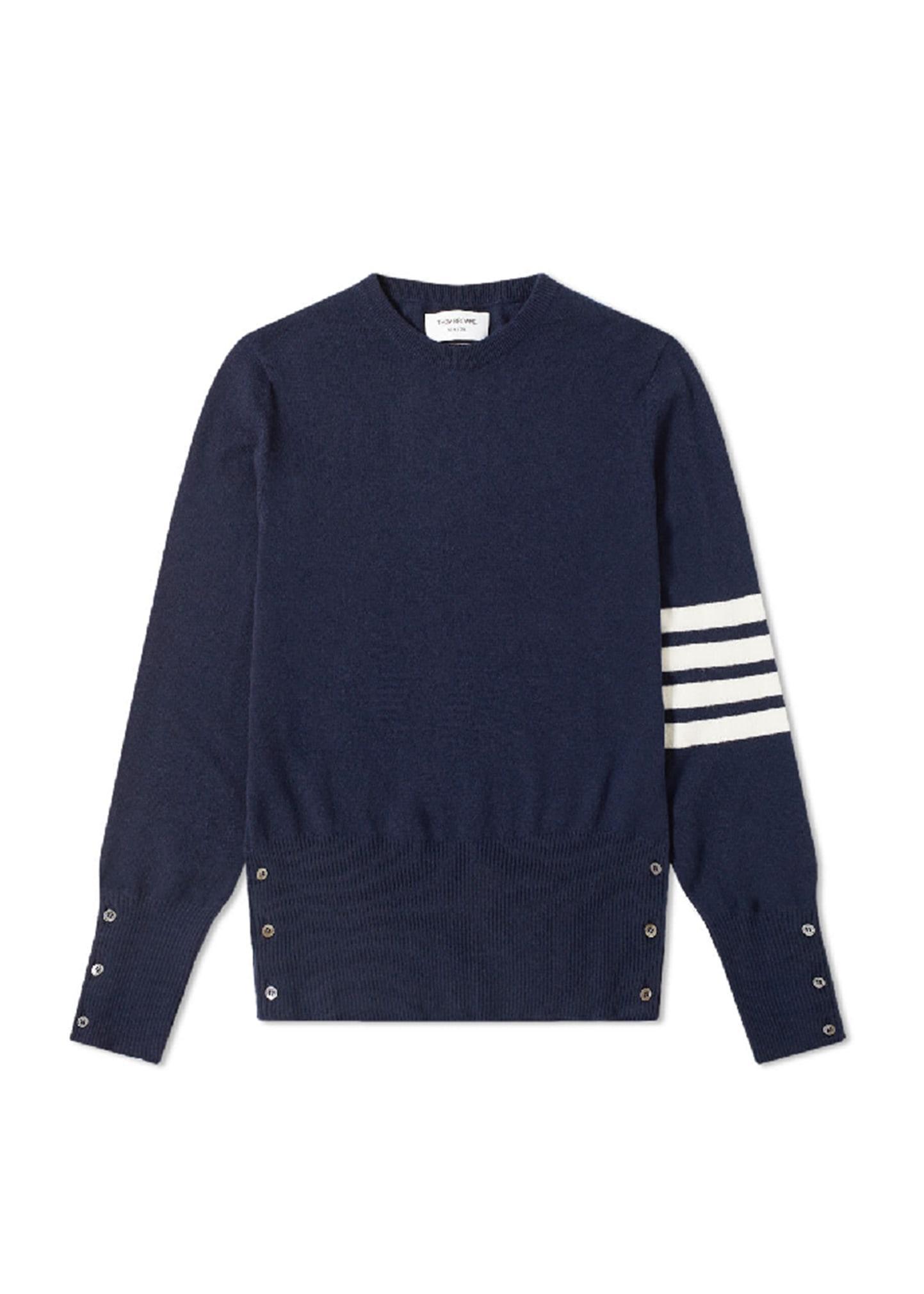 Mens Striped-Sleeve Cashmere Sweater Product Image