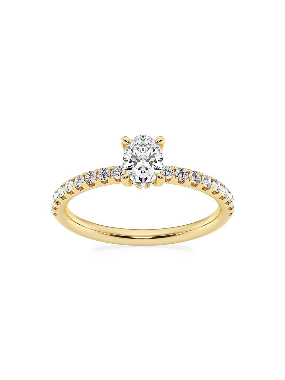 Womens 14K Yellow Gold & Oval Lab-Grown Diamond Hidden Halo Ring/0.80-3.41 TCW Product Image