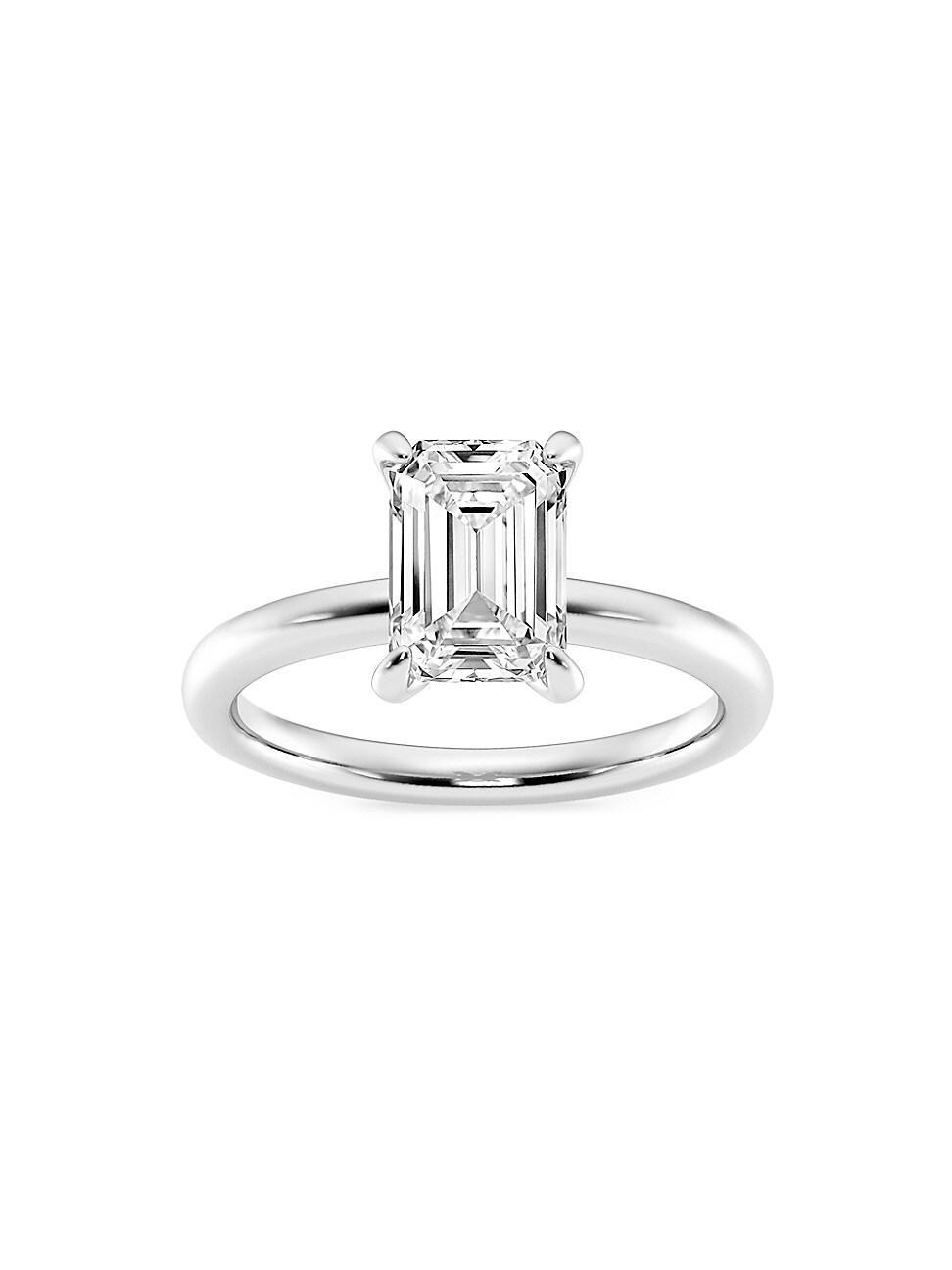 Womens 14K White Gold & Emerald-Cut Lab-Grown Diamond Solitaire Ring/0.50-5.00 TCW Product Image