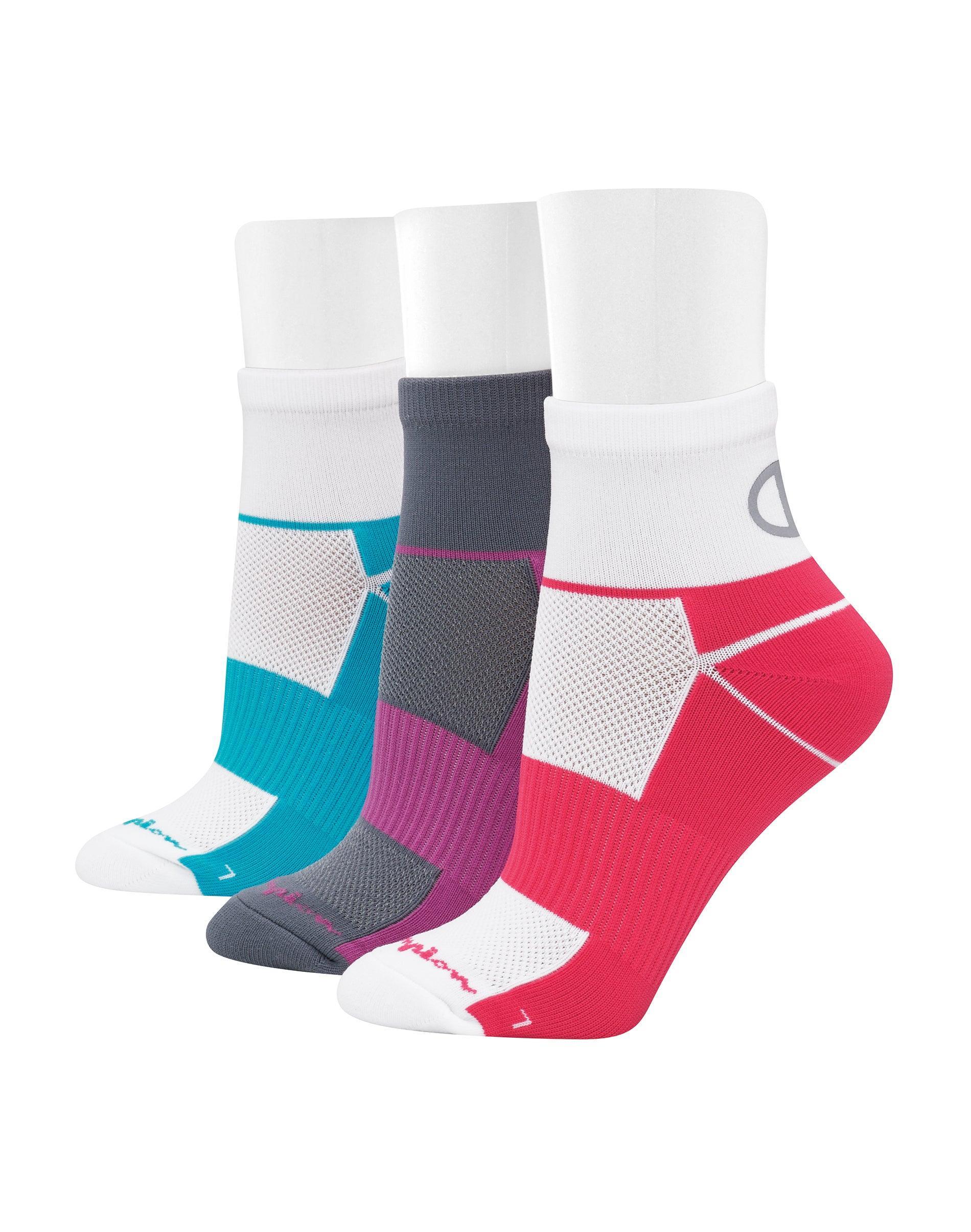 Champion Womens Sport Ankle Socks, 3-Pairs Assorted White/Grey 5-9 Product Image