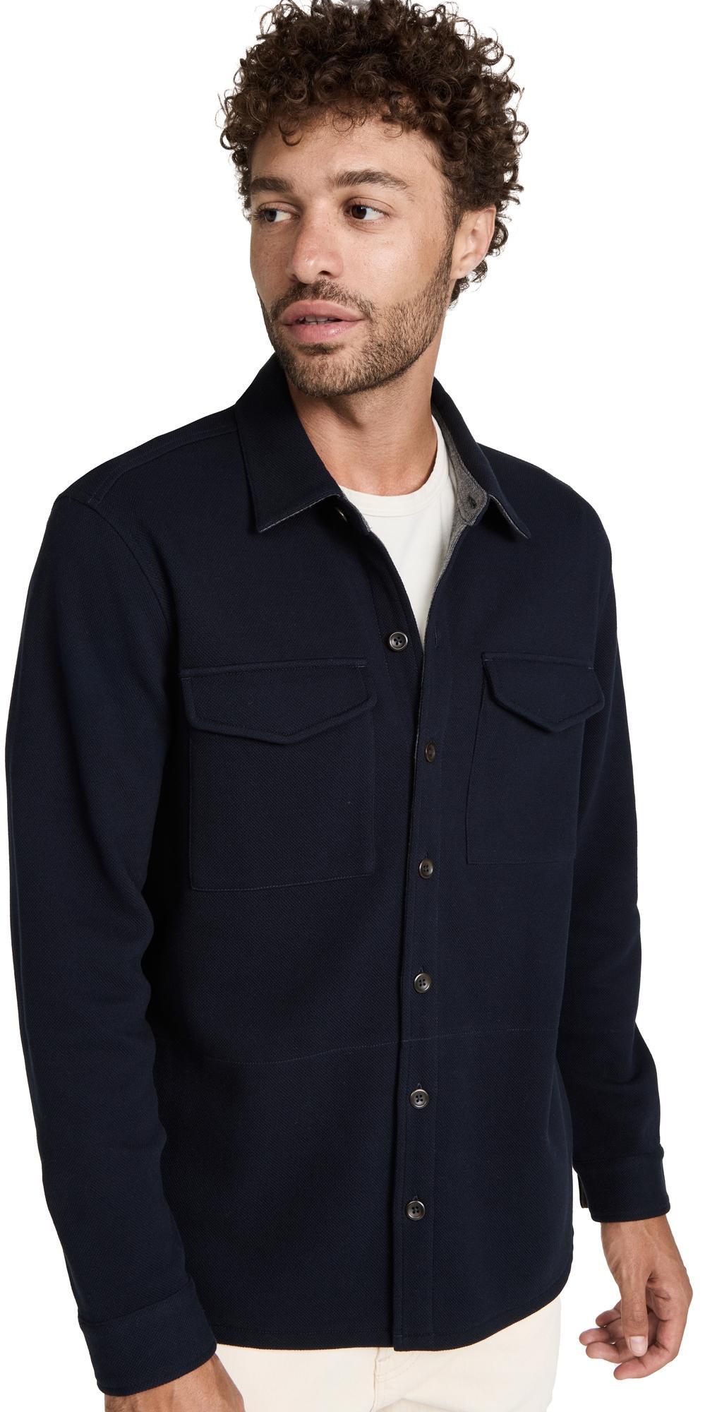 Vince Shirt Jacket (Black/Medium Heather Grey) Men's Coat Product Image