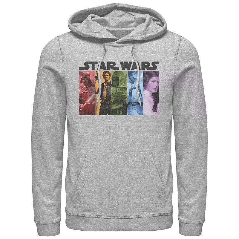 Mens Star Wars Characters Color Panel Graphic Hoodie Athletic Grey Product Image