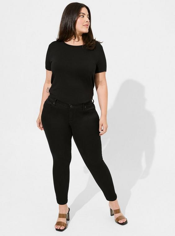 Mid-Rise Luxe Skinny Jeans Sateen Stretch Product Image