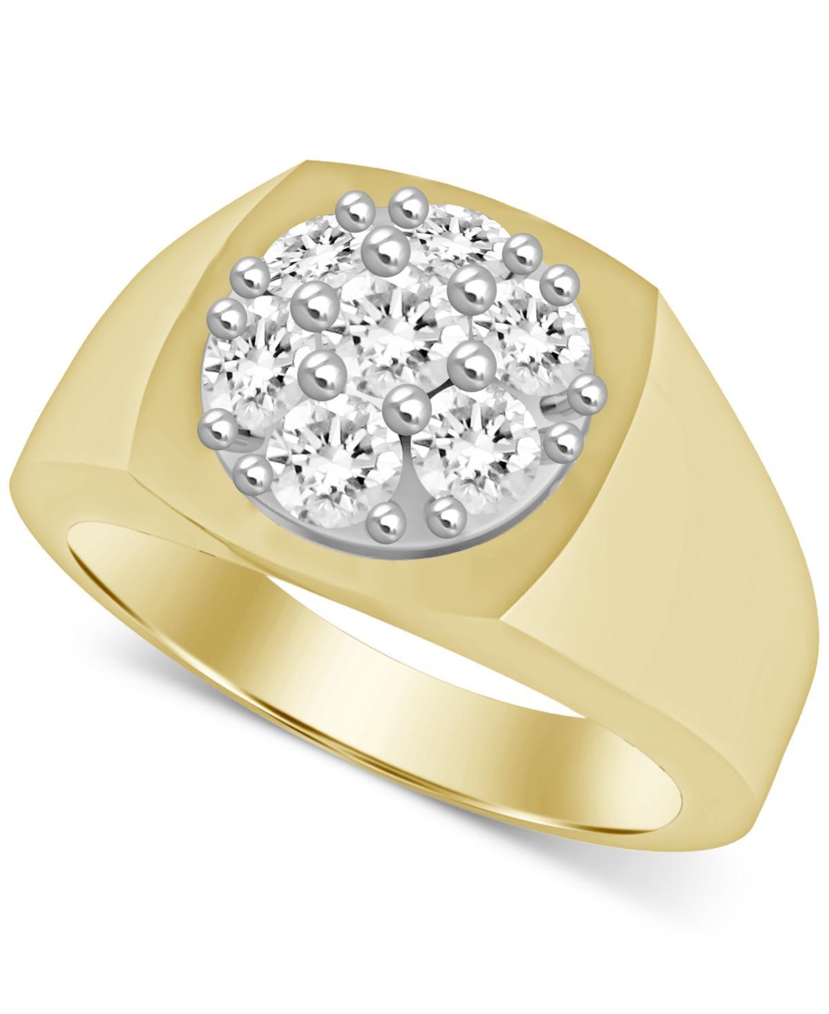 Mens Diamond Cluster Polished Ring (1 ct. t.w.) in 14k Gold Product Image