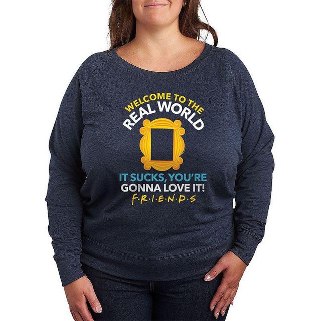 Plus Size Friends The Real World Graphic Tee, Womens Grey Indigo Product Image