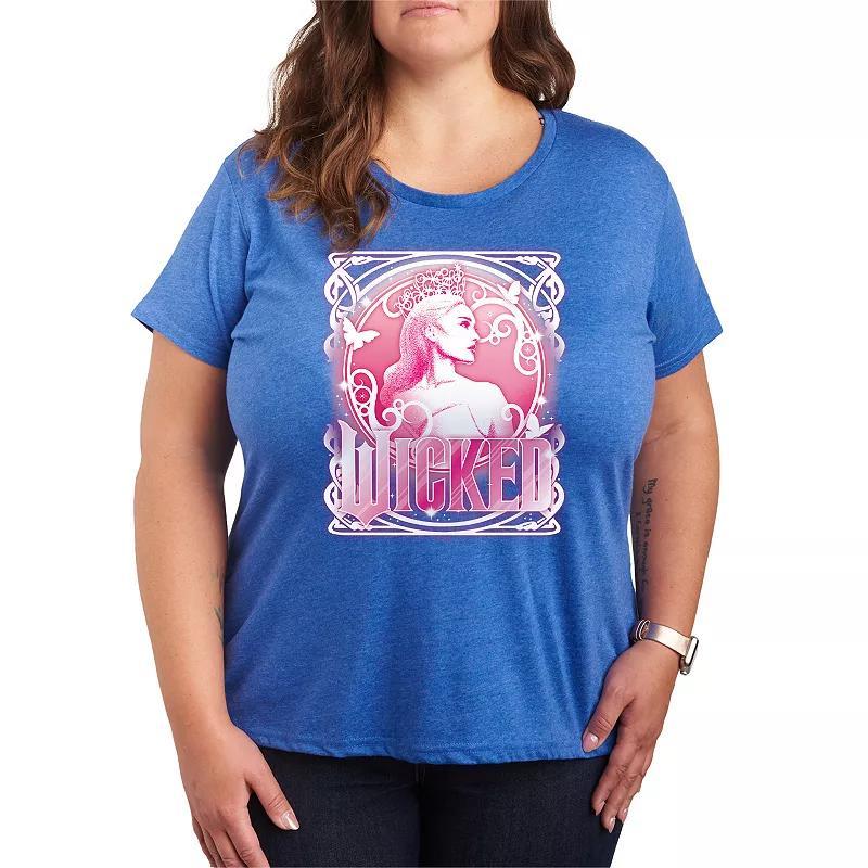 Plus Size Wicked Glinda Portrait Tee, Womens Grey Royal Blue Product Image