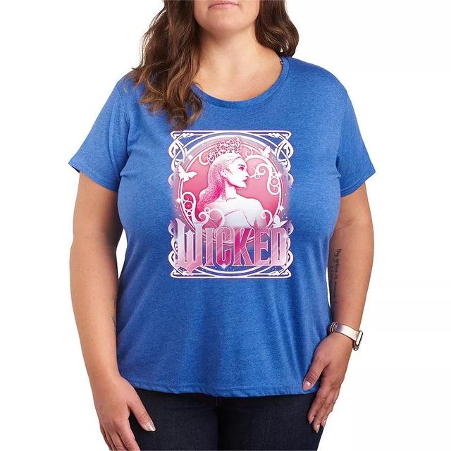 Plus Size Wicked Glinda Portrait Tee, Womens Grey Royal Blue Product Image