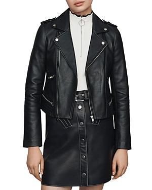 Maje Basalt Leather Moto Jacket Product Image