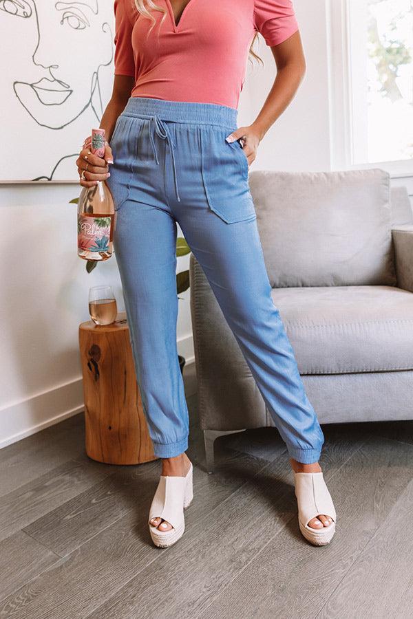 Broadcasting Live High Waist Joggers In Blue Product Image