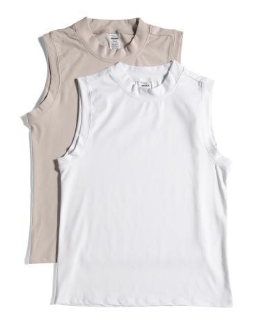 2pk Peached Interlock Mock Neck Tanks for Women Product Image