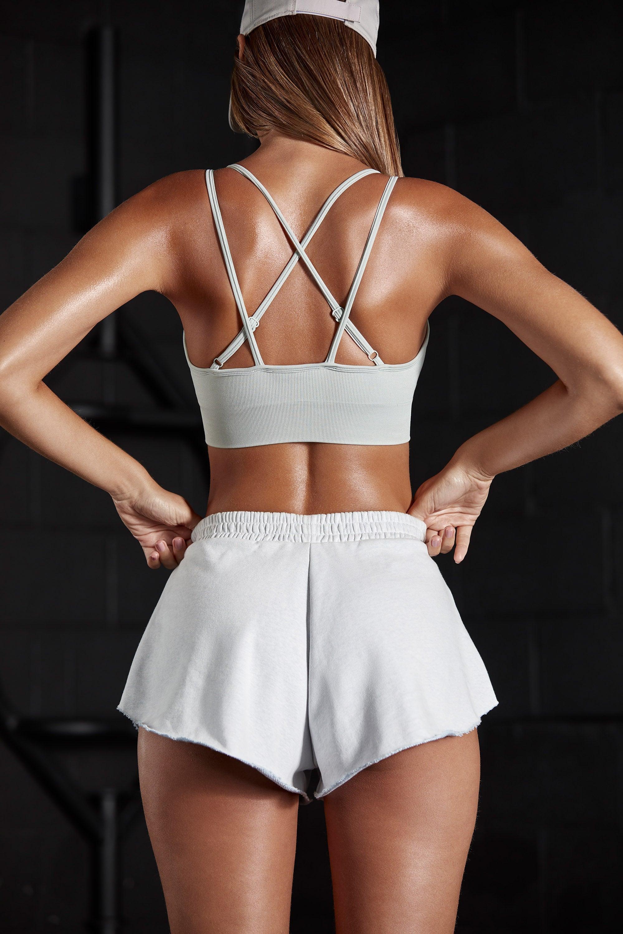 Seamless Strappy Sports Bra in Grey Product Image