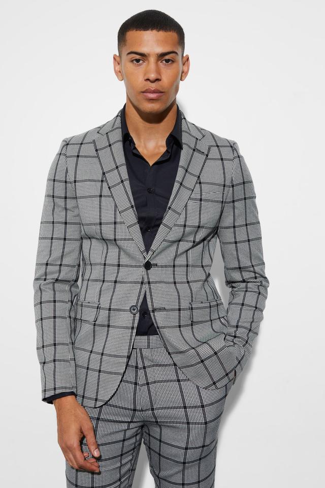 Skinny Fit Single Breasted Check Suit Jacket | boohooMAN USA Product Image