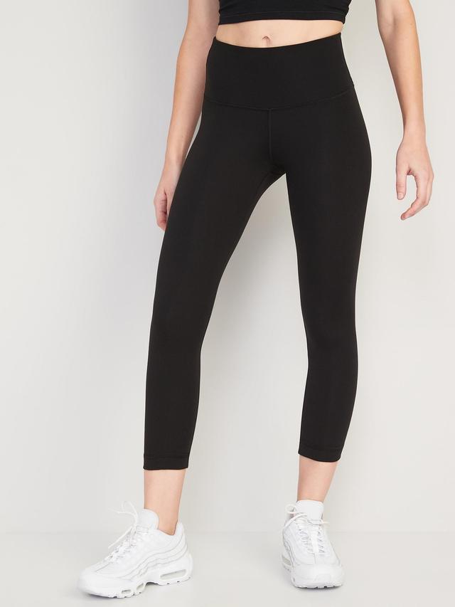 Old Navy High-Waisted PowerPress Crop Leggings for Women - Black - female - Size: S Product Image