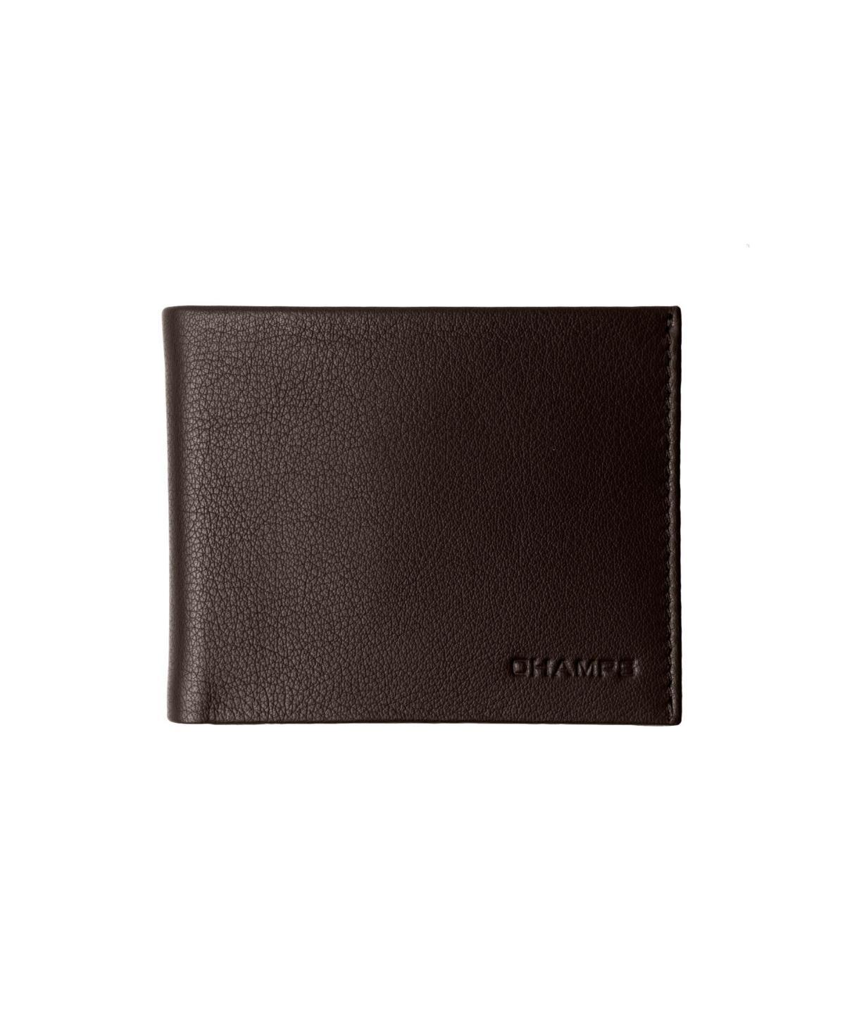 CHAMPS Minimalist Black Genuine Leather RFID Blocking Slim Wallet Card Holder in Gift Box Product Image