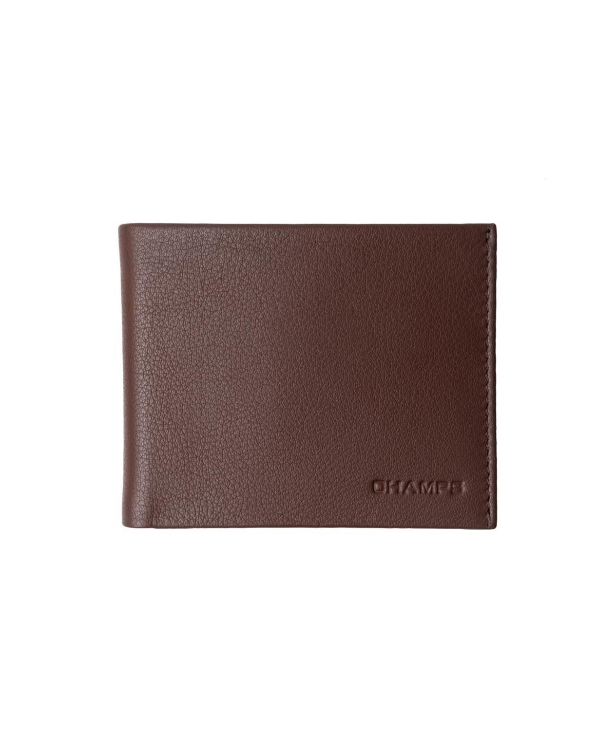 CHAMPS Minimalist Black Genuine Leather RFID Blocking Slim Wallet Card Holder in Gift Box Product Image