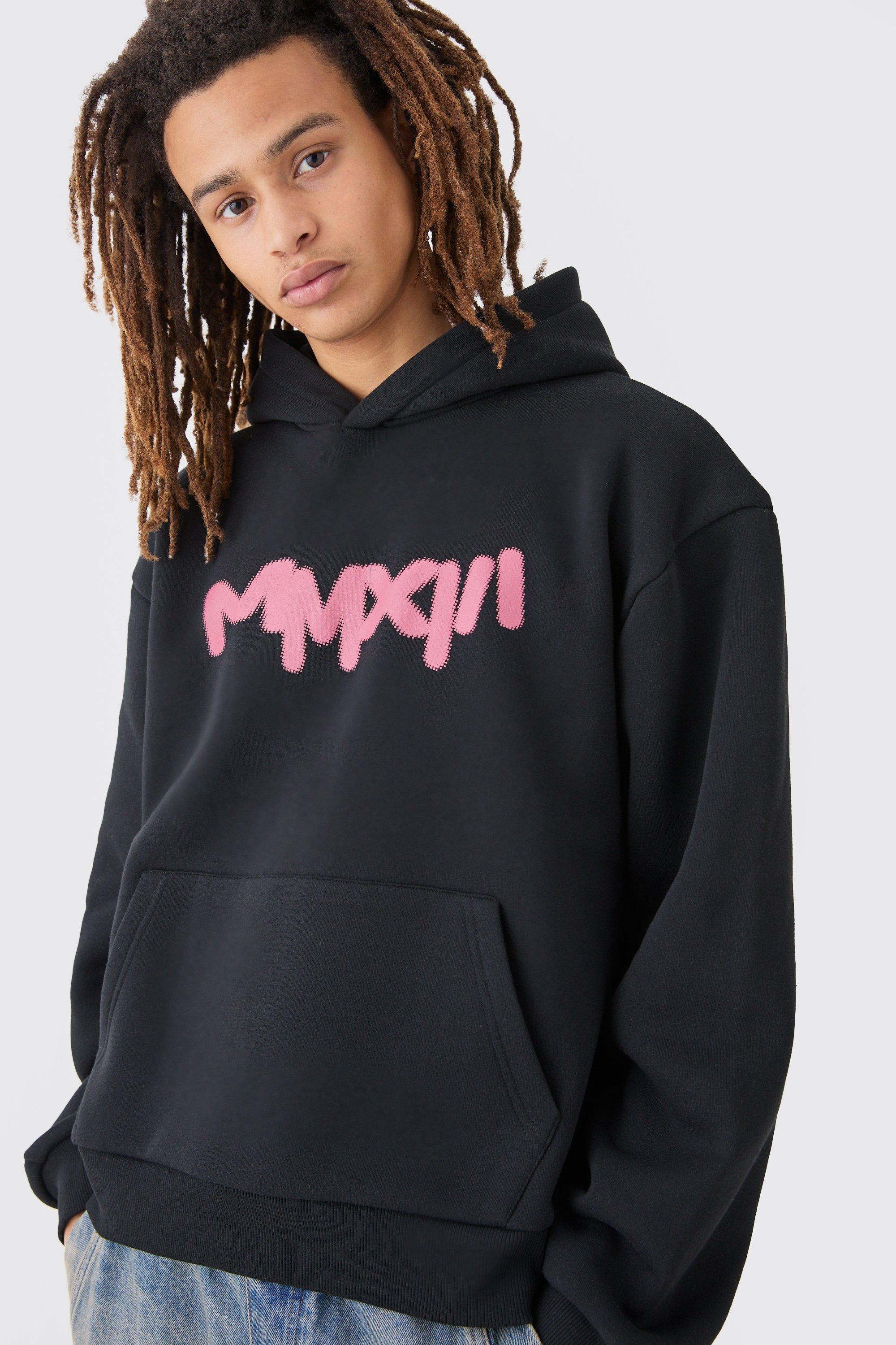 Oversized Boxy Floral Line Drawing Hoodie | boohooMAN USA Product Image