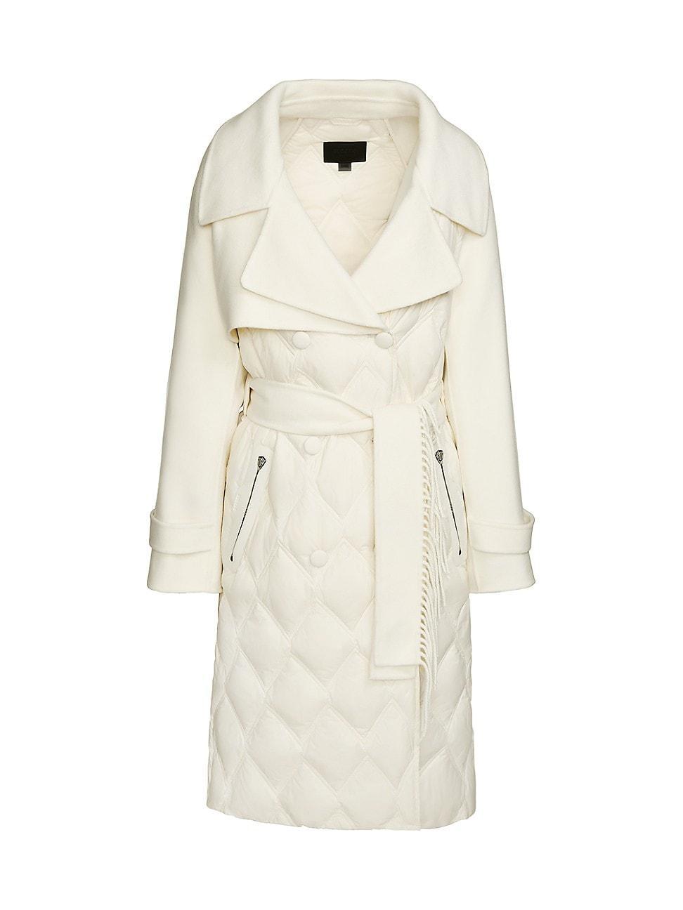 Womens Zoe Quilted Double-Breasted Trench Coat Product Image