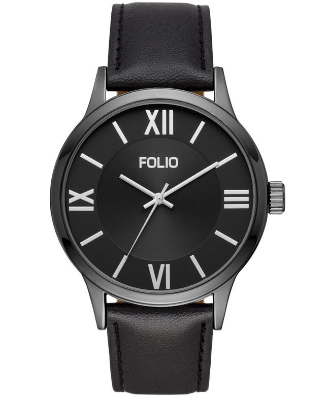 Folio Mens Three Hand Black Polyurethane Watch 45mm Product Image