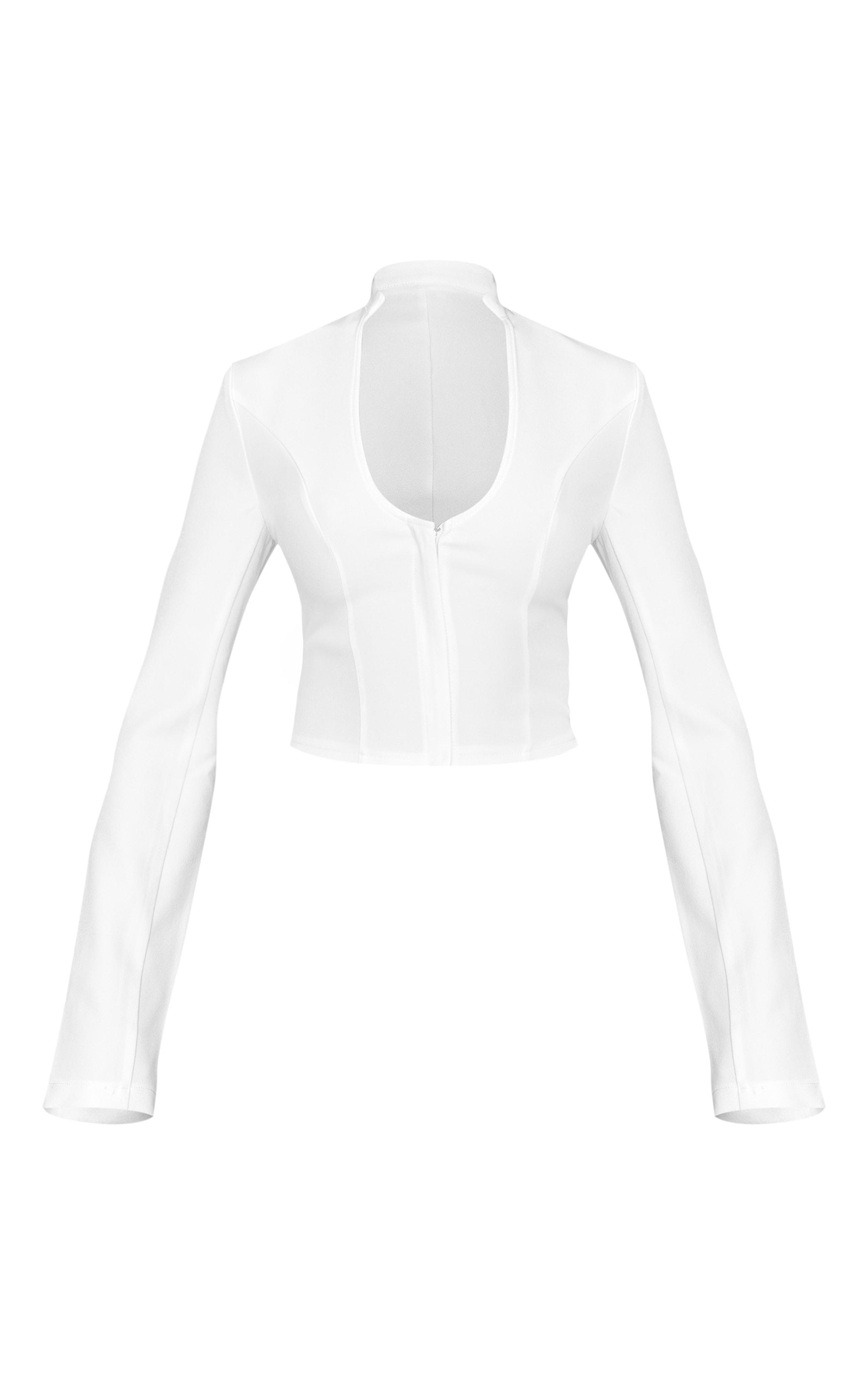 White Plunge Scoop Neck Shirt Product Image